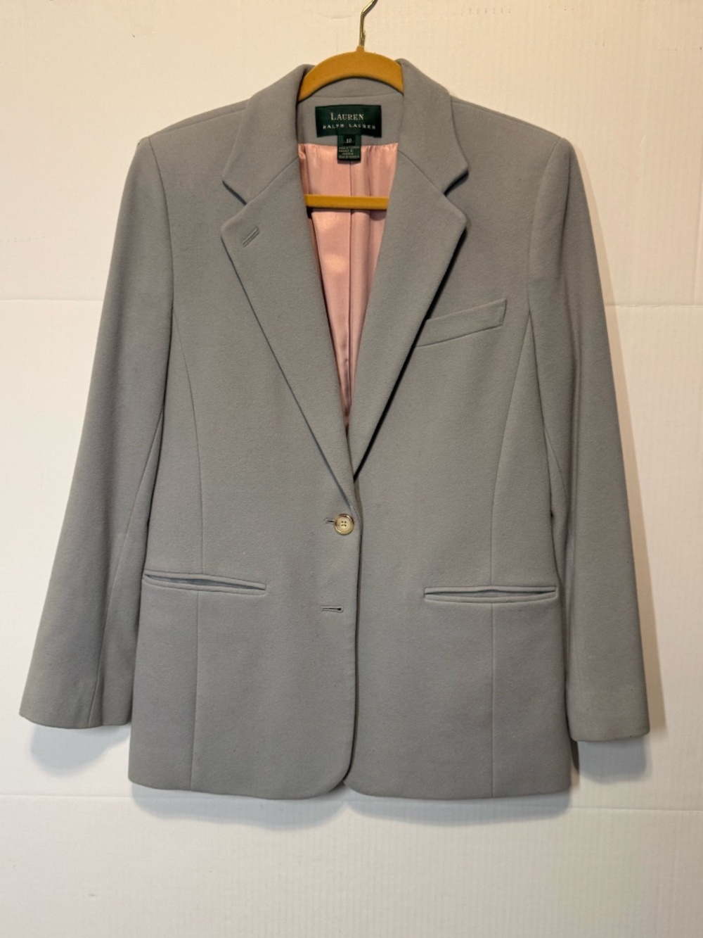 Lauren Ralph Lauren Gray Wool Cashmere Blazer Size 10 Quiet Luxury